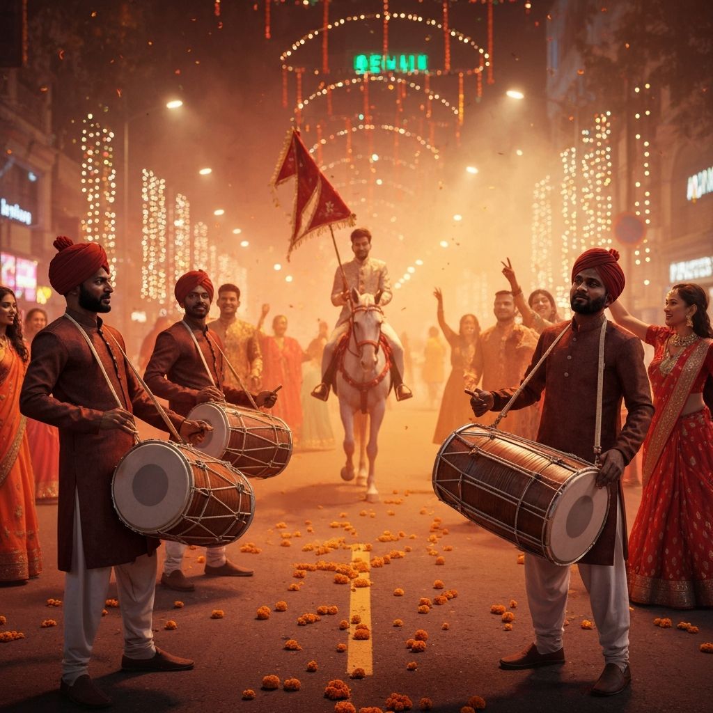 Dhol Blasters performing at a wedding baraat
